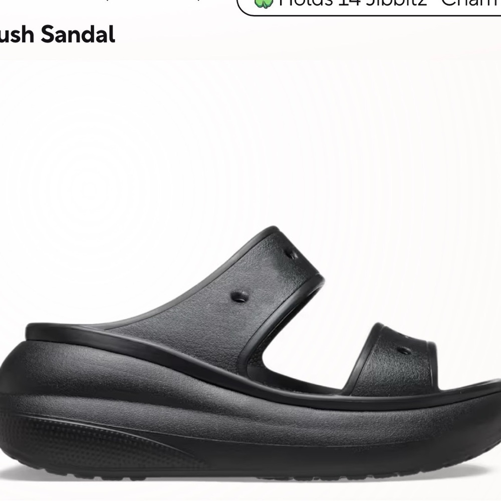 CROCS Adult Crush Black Slip-On Dual-Strap Platform Sandals or OBO